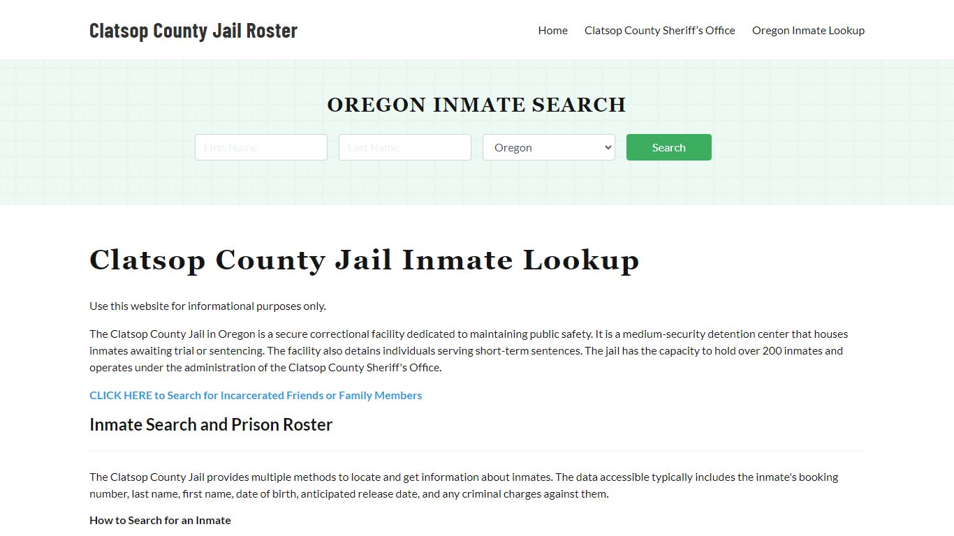 Clatsop County Jail Roster Lookup, OR, Inmate Search