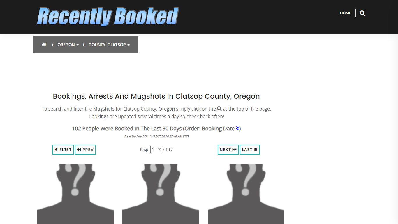 Bookings, Arrests and Mugshots in Clatsop County, Oregon - Recently Booked